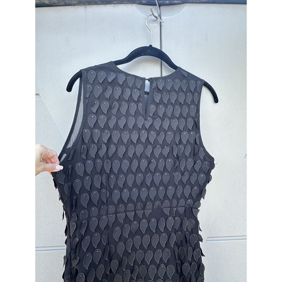 Anthropologie Foxiedox black peacock 3D Appliqués Illusion Sheer Neck dress Sz M - Picture 13 of 16